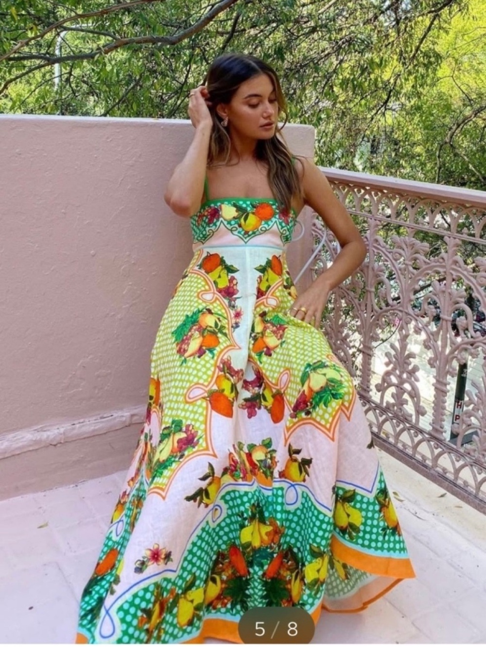 ALÉMAIS Lemonis Printed Linen
Midi Dress Sz 8